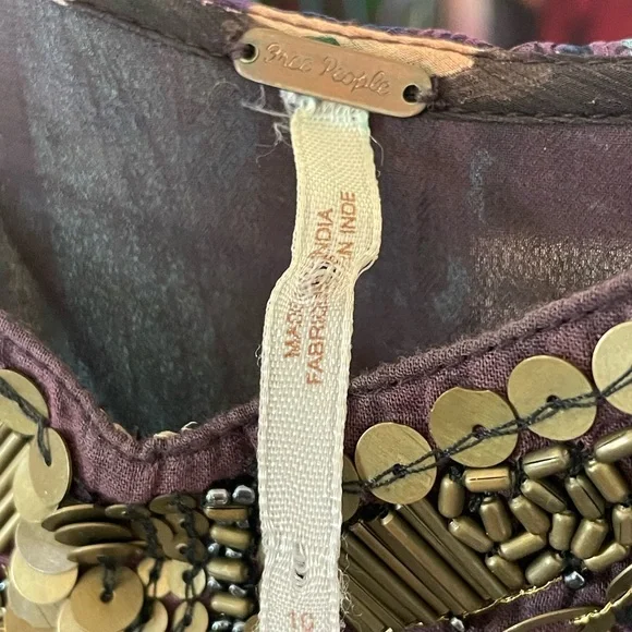 Free People Purple Dress with Gold Beaded Detail - Picture 4 of 5